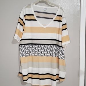 LuLaRoe Iris 2X White Yellow Black New w/o Tags!